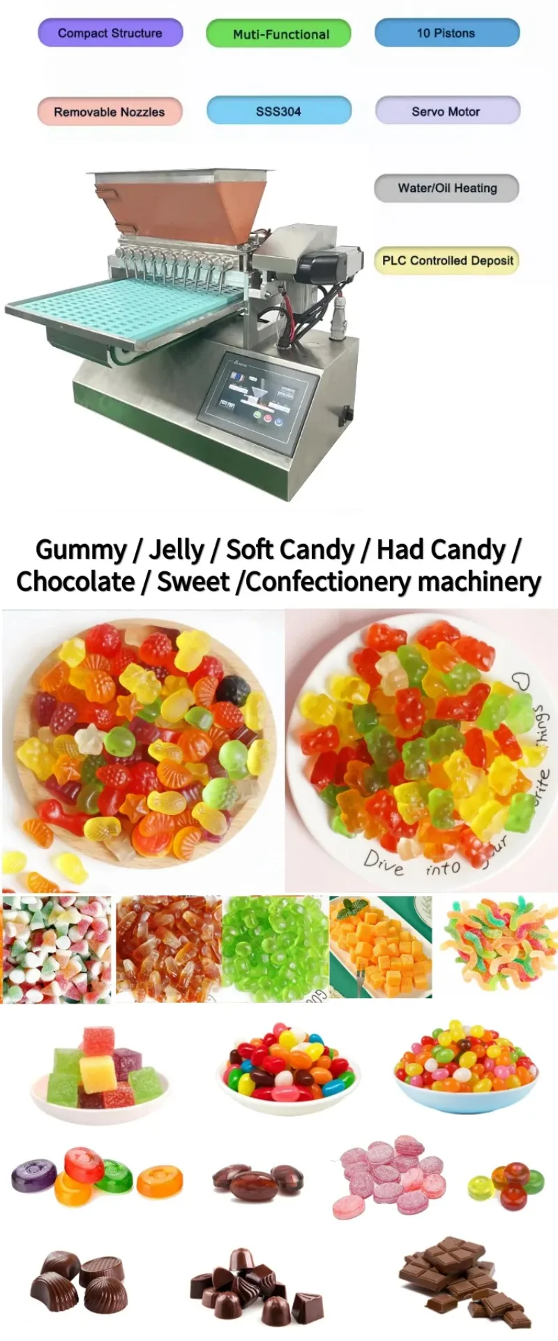 SMALL Mini Chocolate Sweets Jelly Bean Hard Soft Gummy Bear Fill Depositing  Candy Making Machine Fully Automatic Depositor Maker - AliExpress