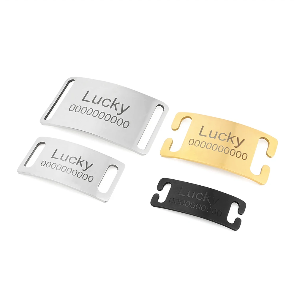 Personalized Pet Collar with Engraved ID Tag - Custom Cat Dog Accessory in Black Silver Gold