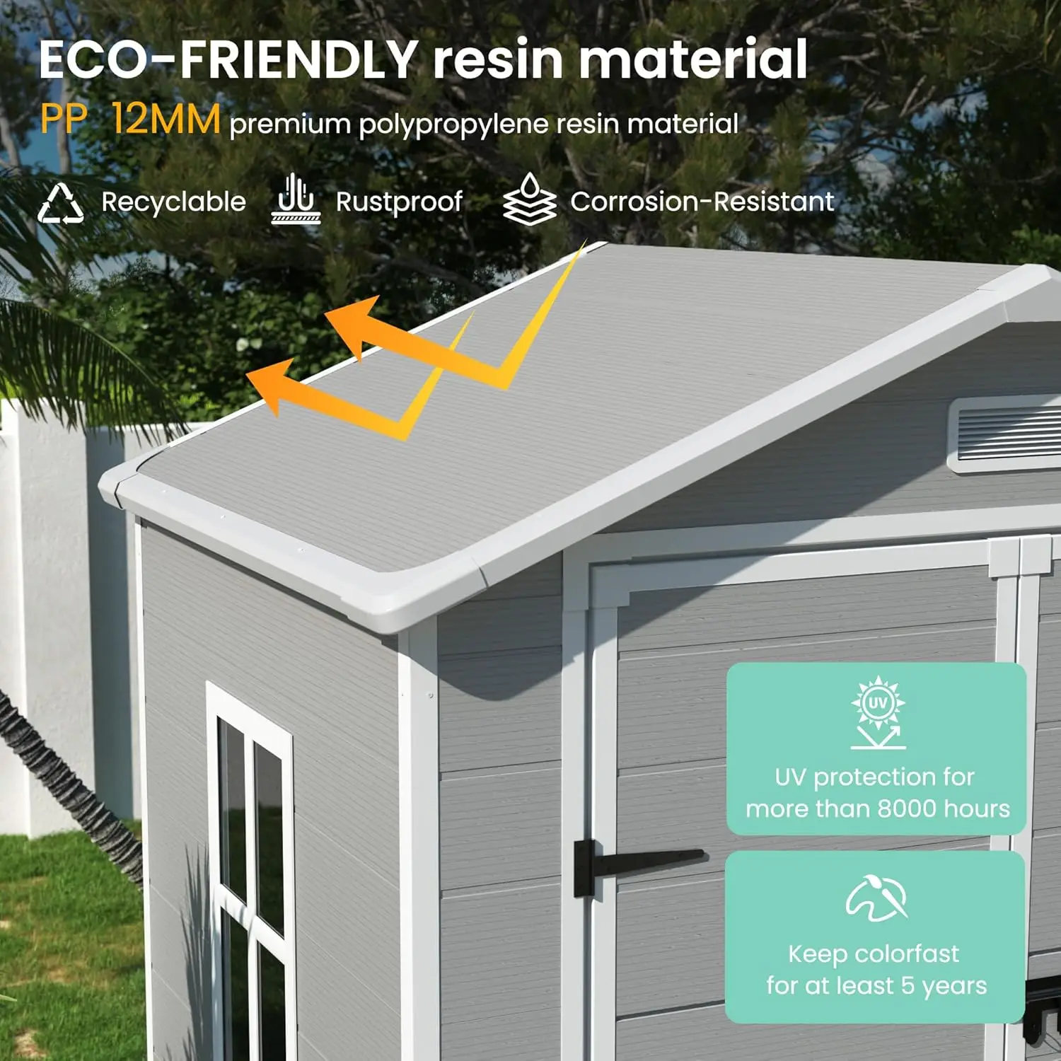 2025-hotOutdoor Resin Storage Shed 6x4.5 FT, Plastic Garden Shed for Bike, Garbage Can, Tool, Outside Sheds with Lockable Door