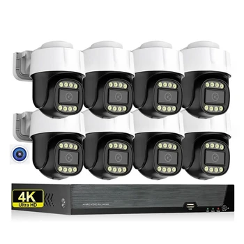 Sistema CCTV Full HD 4K 8MP PTZ, Kit NVR con 8 Telecamere POE Impermeabili per Esterni, Set di Telecamere di Sicurezza Xmeye