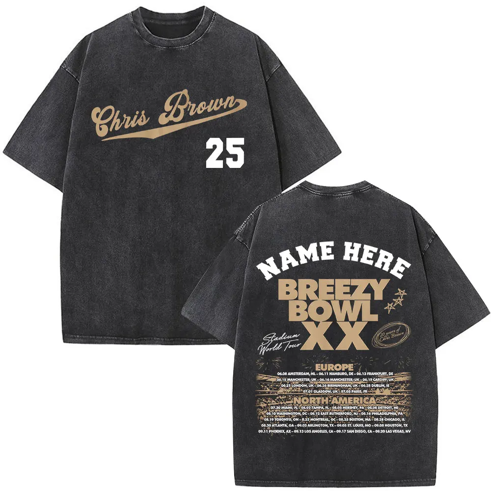 Rapper Chris Brown Breezy Bowl XX Tour 11:11 Vintage Washed T