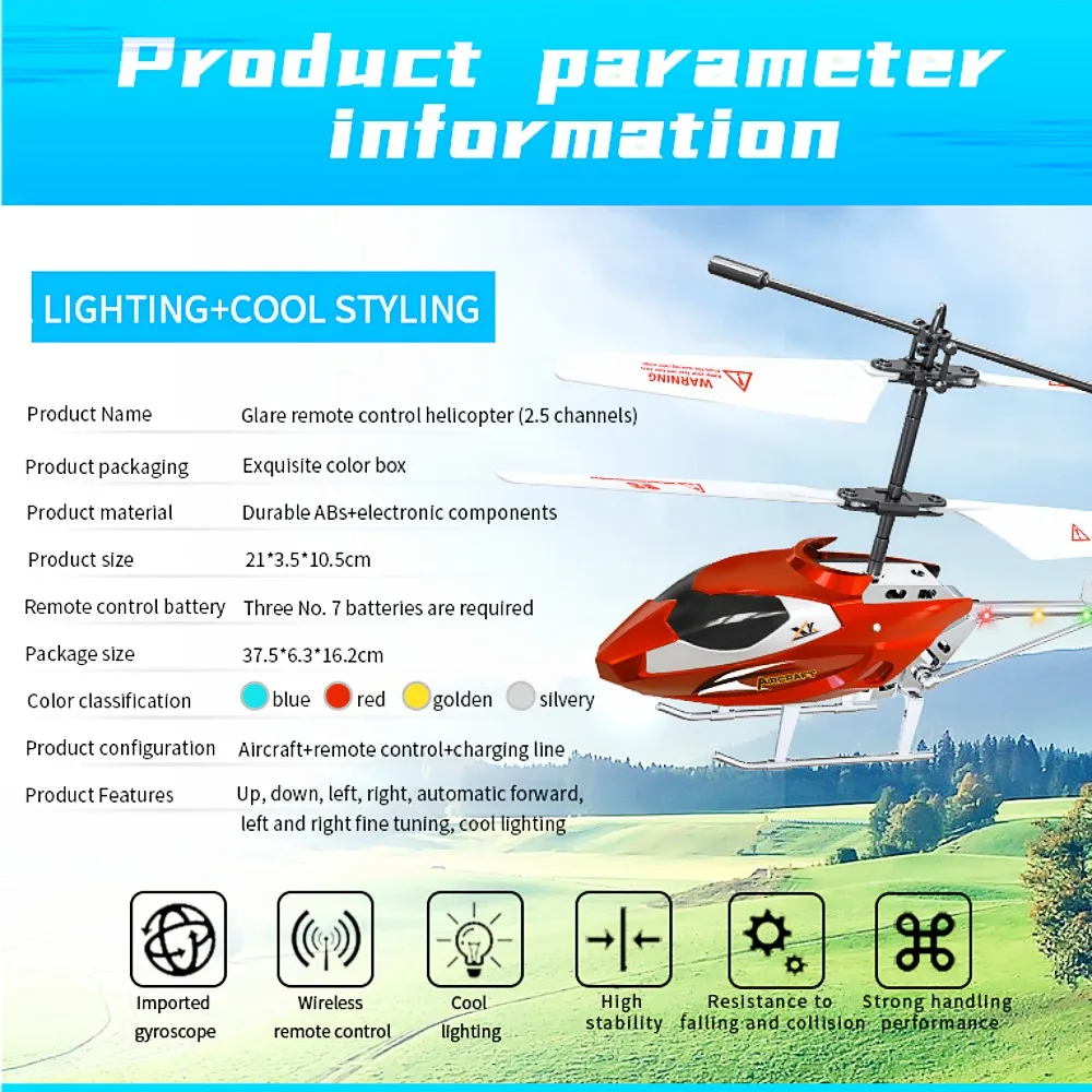 Rc Helicopter 3.5CH Remote Control Airplane Mini Drone Aircraft Fall Resistant Outdoor LED Light Flight Toys for Kids Adults 5
