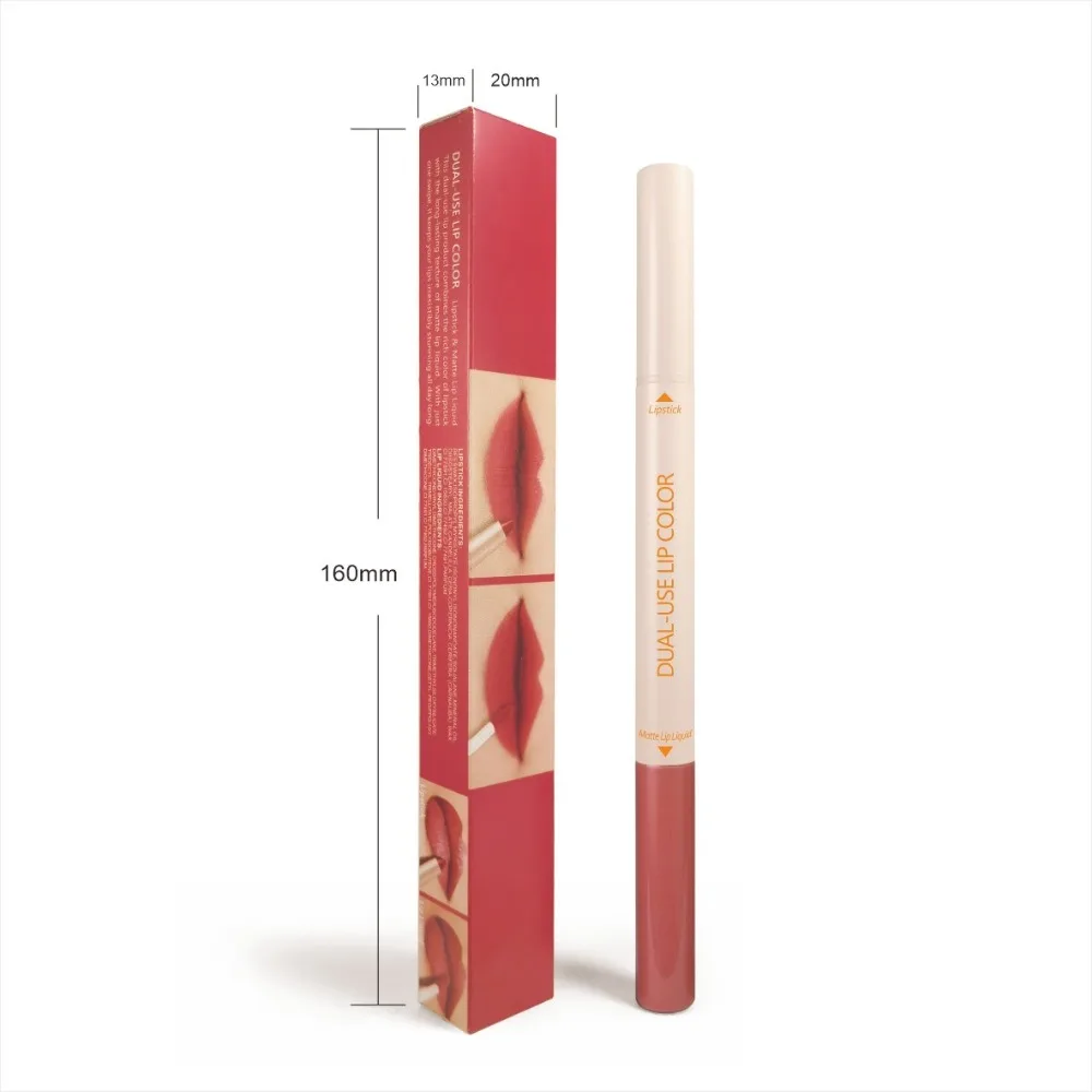 Matte 6-colors Double-headed Lip Liner Pen Lip Gloss 2 In 1 Lipstick Long Lasting Natural Nude Brown Lips Contour Pencil Makeup_voghion.com