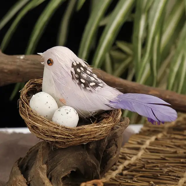 Kiváló Gyakorlati Madarak Figura Kézzel Készített Mesterséges Madárfészek Dekoráció Puha Tollú Polirofoam Madár Szobor Az Udvarra - Image 3