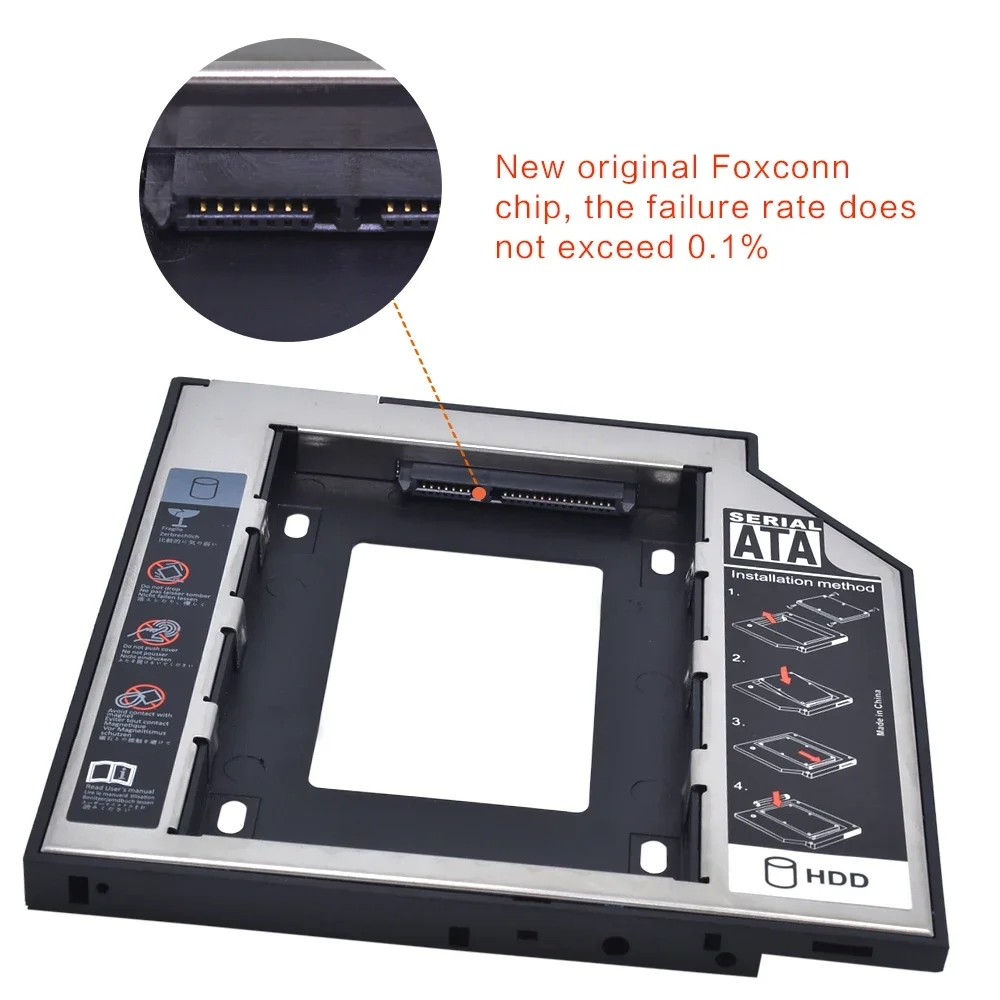 Full Aluminum Hard Disk Tray 12.7/9.5 Inch Laptop Mechanical Sata3 Ssd Solid State Drive Drive Support Bracket Hdd Caddy