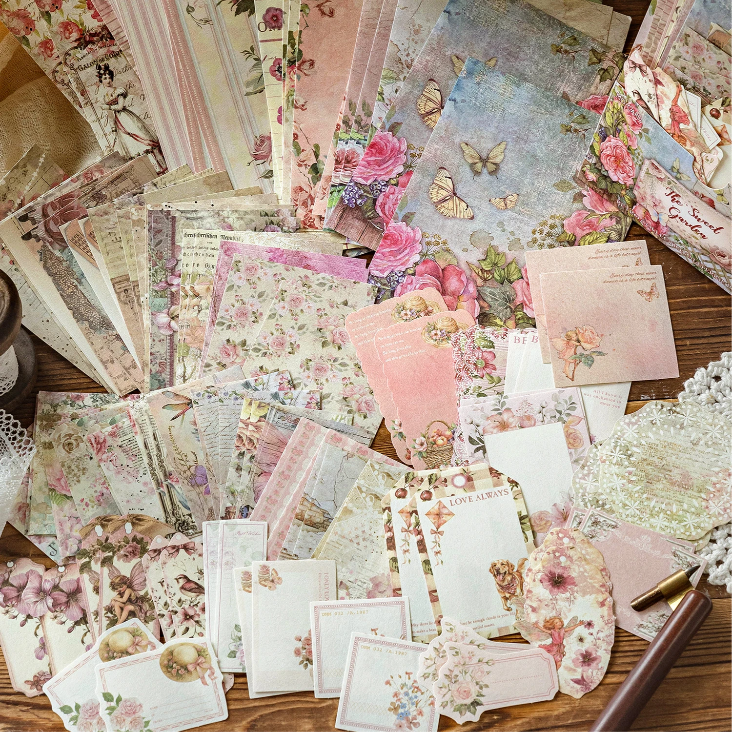 Deco Scrapbook Collage Background Paper Pack - 100pcs Creative DIY Craft Paper