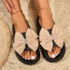 New Women's Summer Platform Slippers with Rhinestone Bow Holiday Beach Slippers with Soft Non-Slip Soles Pink Pillow Slides 3