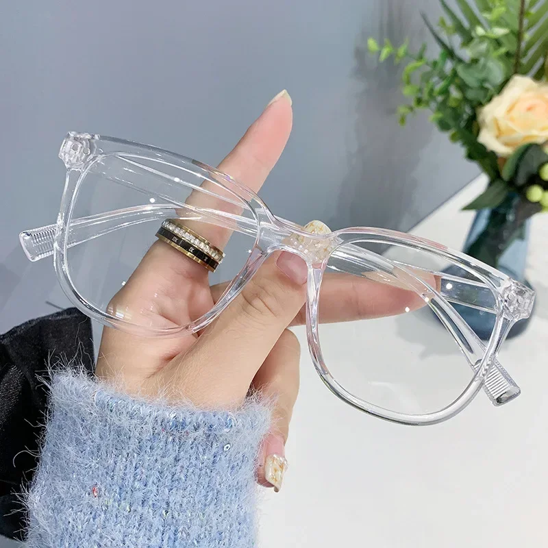 Square Finished Ladies Myopia Glasses Ultralight Oversized Frame Anti Blue Light Prescription Minus Eyewear Diopter 0 To -6.0 2