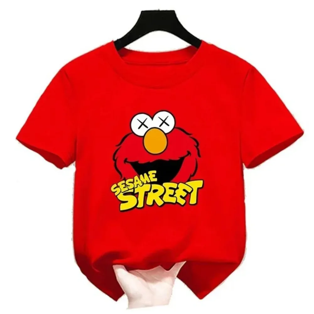 ELMO letnia T-shirt z okrągłym dekoltem dziecięca chłopcy i dziewczęta 2-12 lat T-shirt z krótkim rękawem nadruk Anime bawełna okrągła Ne