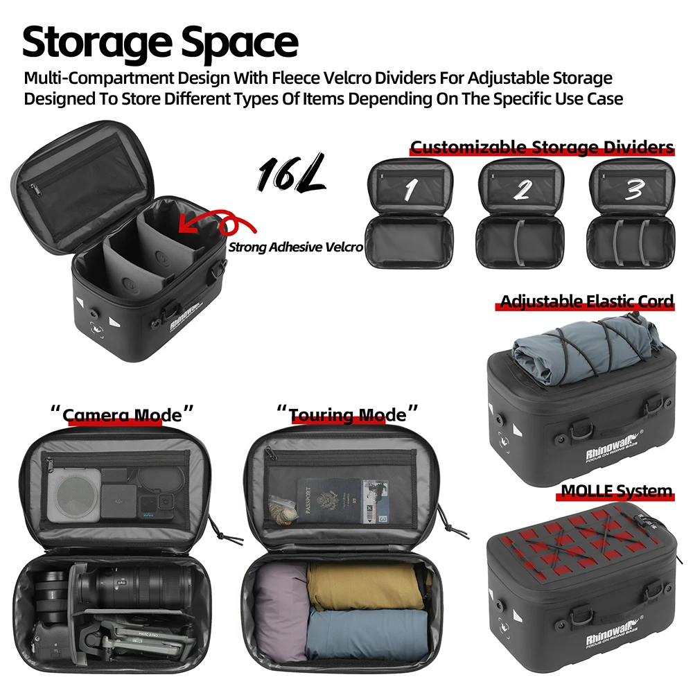 Rhinowalk Motorcycle Side Bag Waterproof Motor Collision Resistant