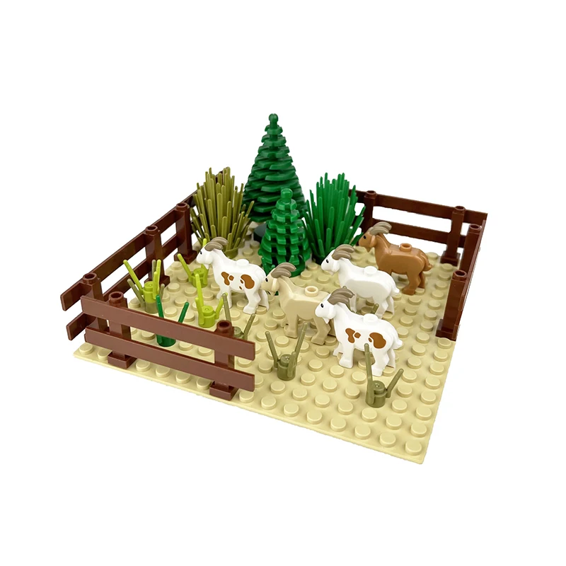 Farm Pasture MOC Building Blocks Bricks Toys Stable Chicken Coop Kennel Animal Pig Dog Horse Sheep Cows Compatible With LEGO