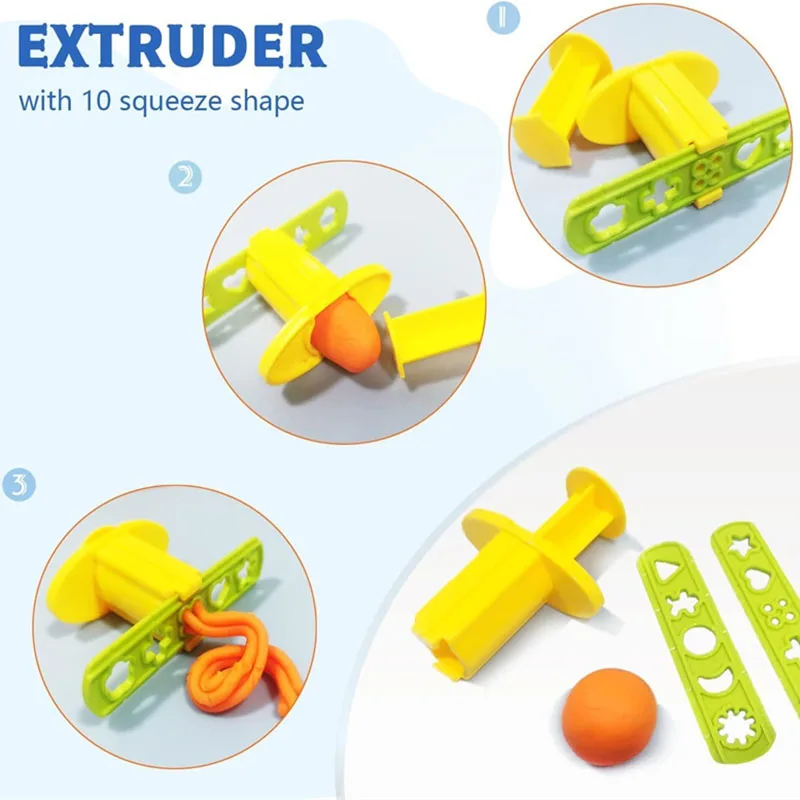 Dough Play Tool for Kids Cartoon Dinosaur Fruit Roller Cutter Scissor Playdough Accessories Plasticine Mould Early Education Toy 4