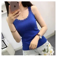 Black Tops Summer Sleeveless Women Tank Top With Lace Top Red Inside Wear Lace Camisoles Loose Underwear Womens Clothing Vest - Image 3