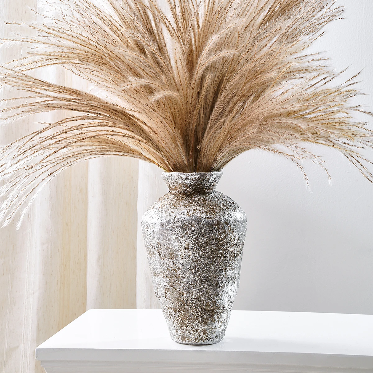 1PC, a retro earthenware jar shaped decorative vase, an antique resin material silver earthenware jar home decorative vase