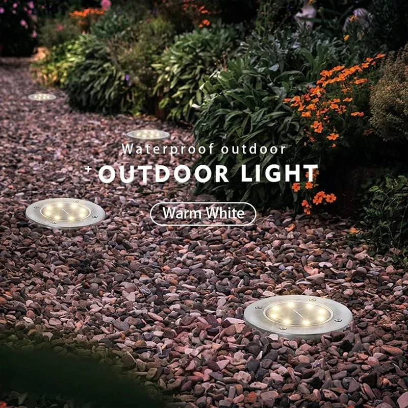 8LED Solar Power Disk Light Outdoor Garden Solar Underground Light Deck Light Sp