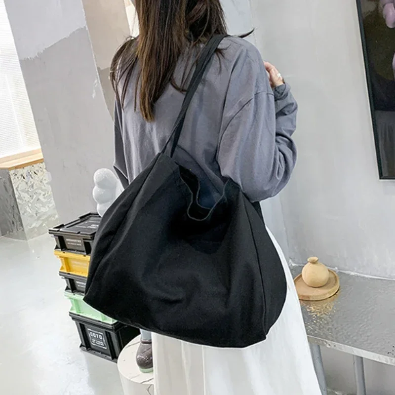 Casual Large Capacity Canvas Shopper Totes High Quality Eco Reusable Grocery Handbag for Women Travel Shoulder Bags Daily Pouch