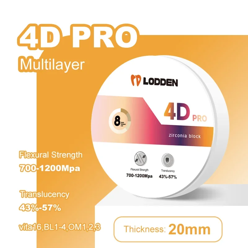 

Стоматологический циркониевый блок 4D Pro 98*20 мм для искусственной облицовки, инкрустации короны, моста VITA 16 и технические, оригинальный материал для зубных протезов