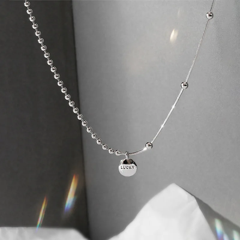 925 Sterling Silver Lucky Pendant Choker Necklaces For Women Aesthetic Elegant Jewelry Charms Accessories Money 925 Jewellery