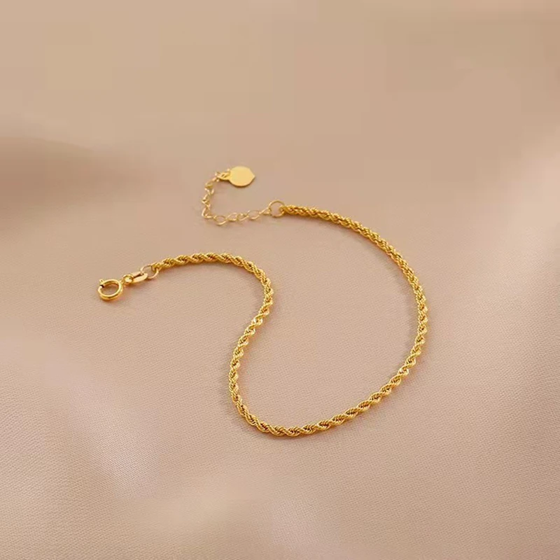 Buy Solid Gold Chain Bracelet, 14k Singapore Chain, Twisted Gold Bracelet,  Dainty Gold Bracelet, Diamond Cut Gold Chain, 14k Solid Gold, Simi Online  in India - Etsy