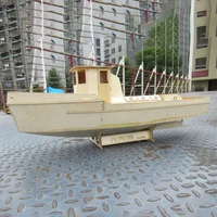 Inland River Tugboat Wooden Kit Small Wooden Boat Handmade Assembly Boat Model Toy 2