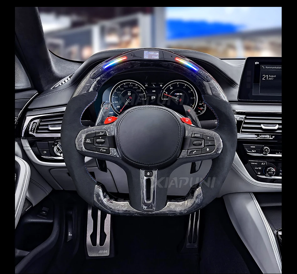 Customized Forge Carbon LED RPM Sport Steering Wheel for BMW M1, M2, M3, M4, M5, and G Series (F40, F44, G20, G21, G28, G22, G29, G80) - - Racext 35