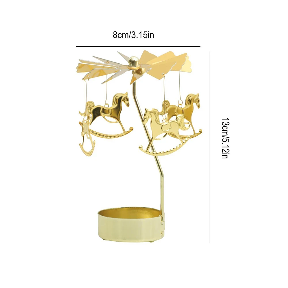 Golden Rotating Candle Holder Romantic Metal Tealight Candle Holder For Christmas Home Decoration Dinner Wedding Bar Party