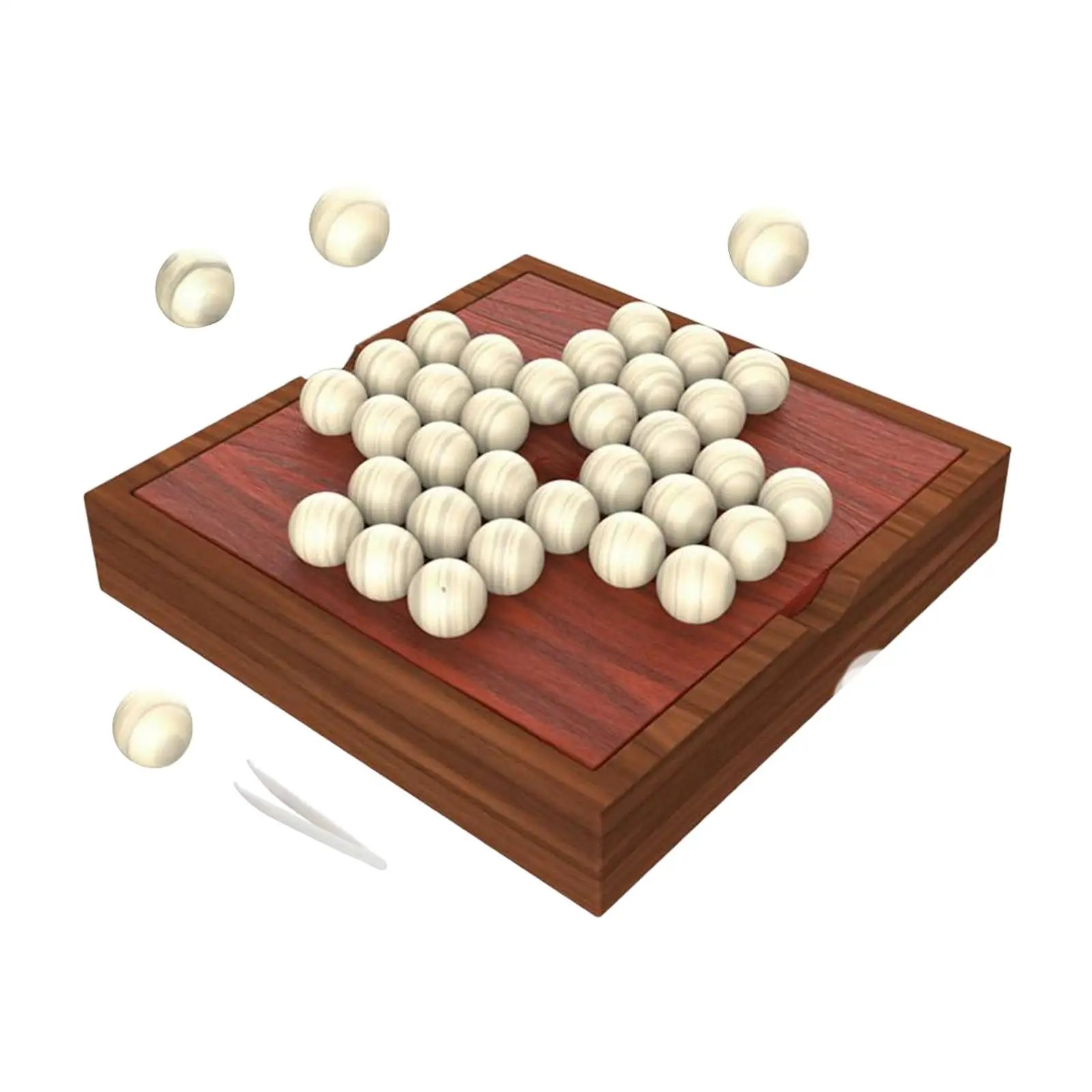

Wooden Solitaire Board Game Educational Toys Peg Solitaire Intellectual