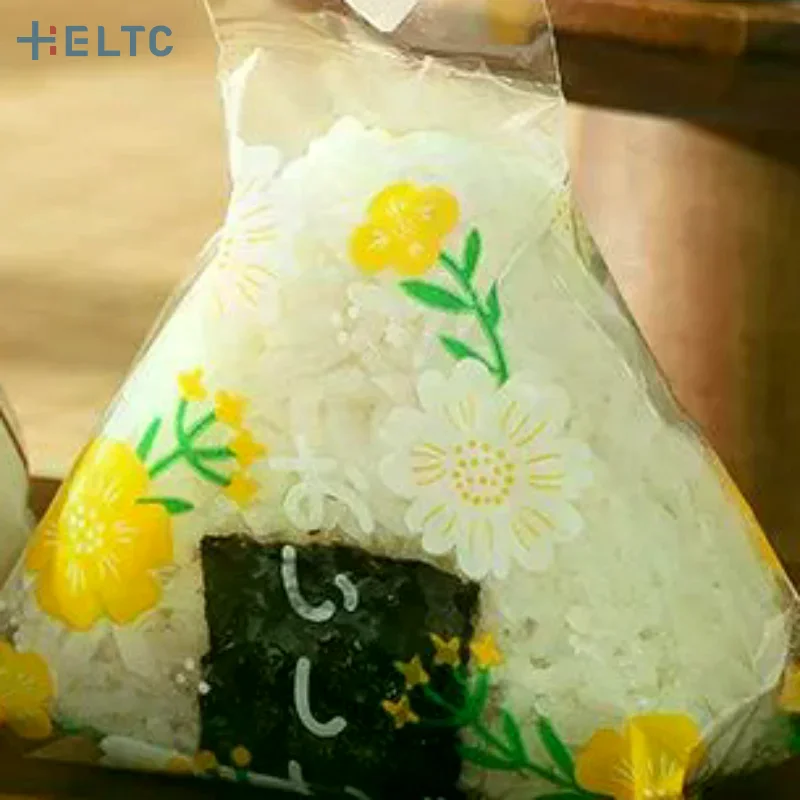 100pcs 일회용 일본식 쌀볼 가방 삼각형 모양의 스시 오니기리 식품 포장지 도시락 학교용 누출 방지 포장