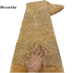 2023 Luxury French Tulle Net Lace with Sequins and Beads African Nigerian Embroidered Lace Fabric Lace Fabric for Sewing XZ410Y