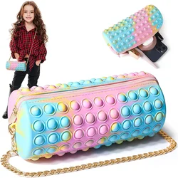 Sac à main coloré pour filles, sac à bandoulière pour jouets sensoriels, sac d'école à bulles, pochette à fossettes Simple, cadeau pour enfants 