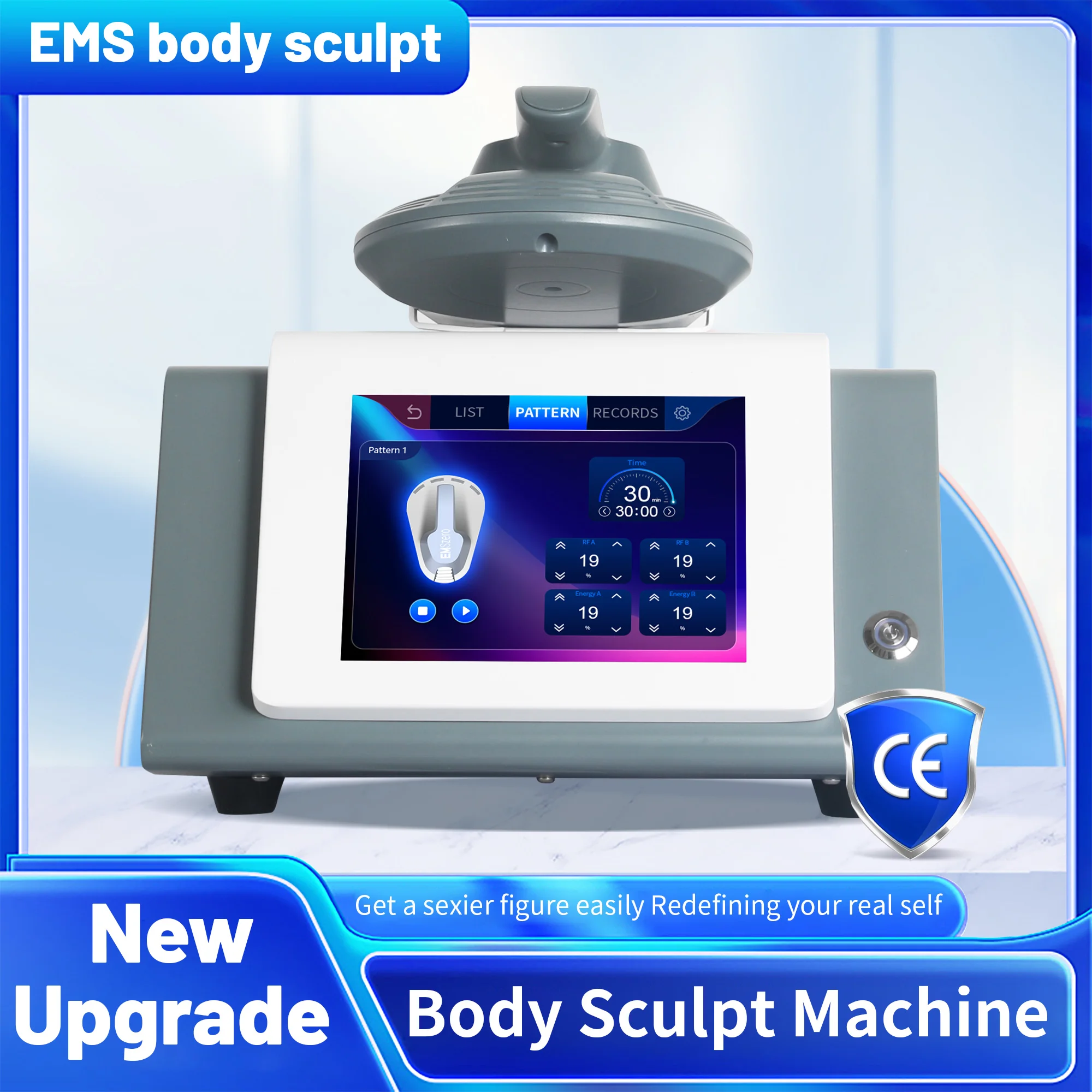 Estimulador Muscular Ems de Material ABS para Emagrecimento Corporal, Máquina de Contorno Corporal Ems NEO Desktop