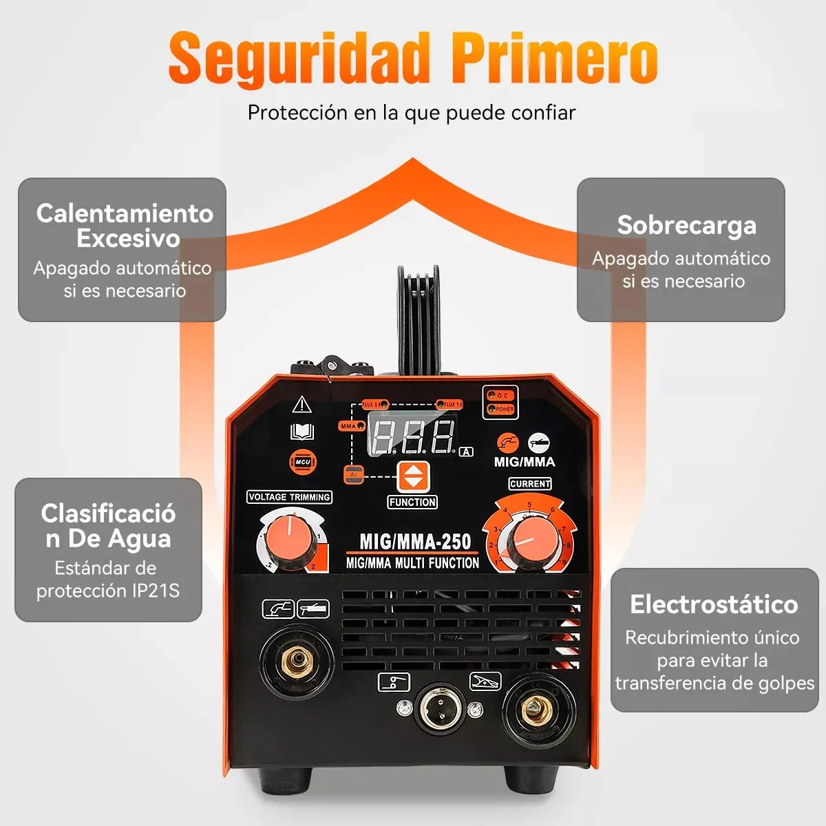 MIG/MMA-250 220V Welding Machine Intelligent Gasless for household Use Featuring  1.8m European standard MIG/MMA Double Function 4