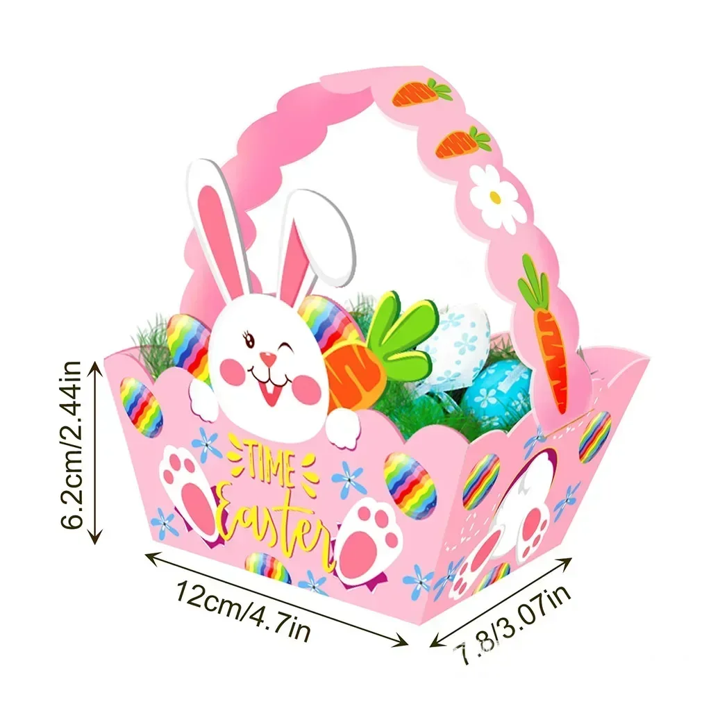 4pcs Cute Easter Paper Basket Cartoon Bunny Chick Party Easter Eggs DIY Rabbit Candy Bag Happy Day Party Gifts Decor