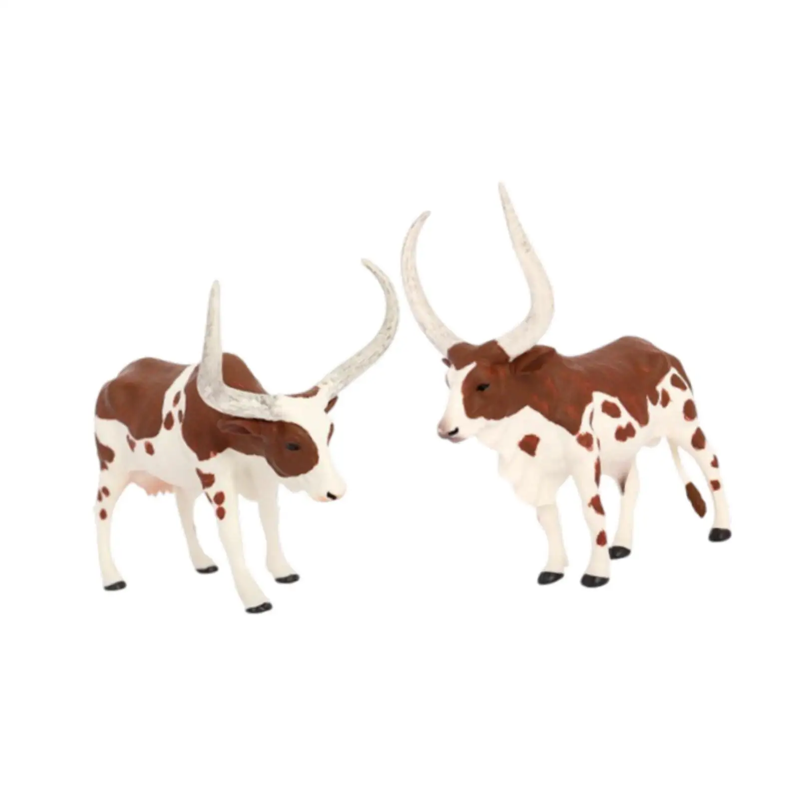 2Pcs Small Animal Figurines Bull and Cow Holiday Present Animal Playset
