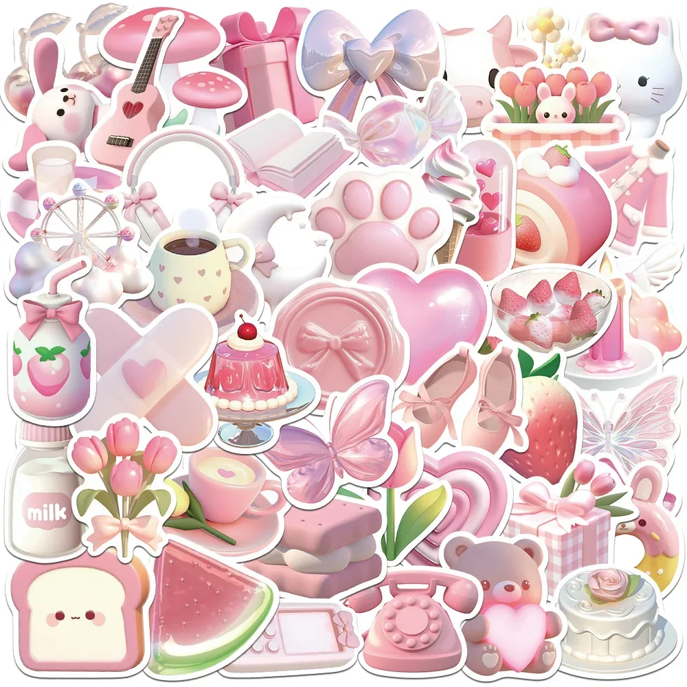 Cartoon Decorative Stickers Pink Waterproof For Luggage Laptop 10/30/50Pcs
