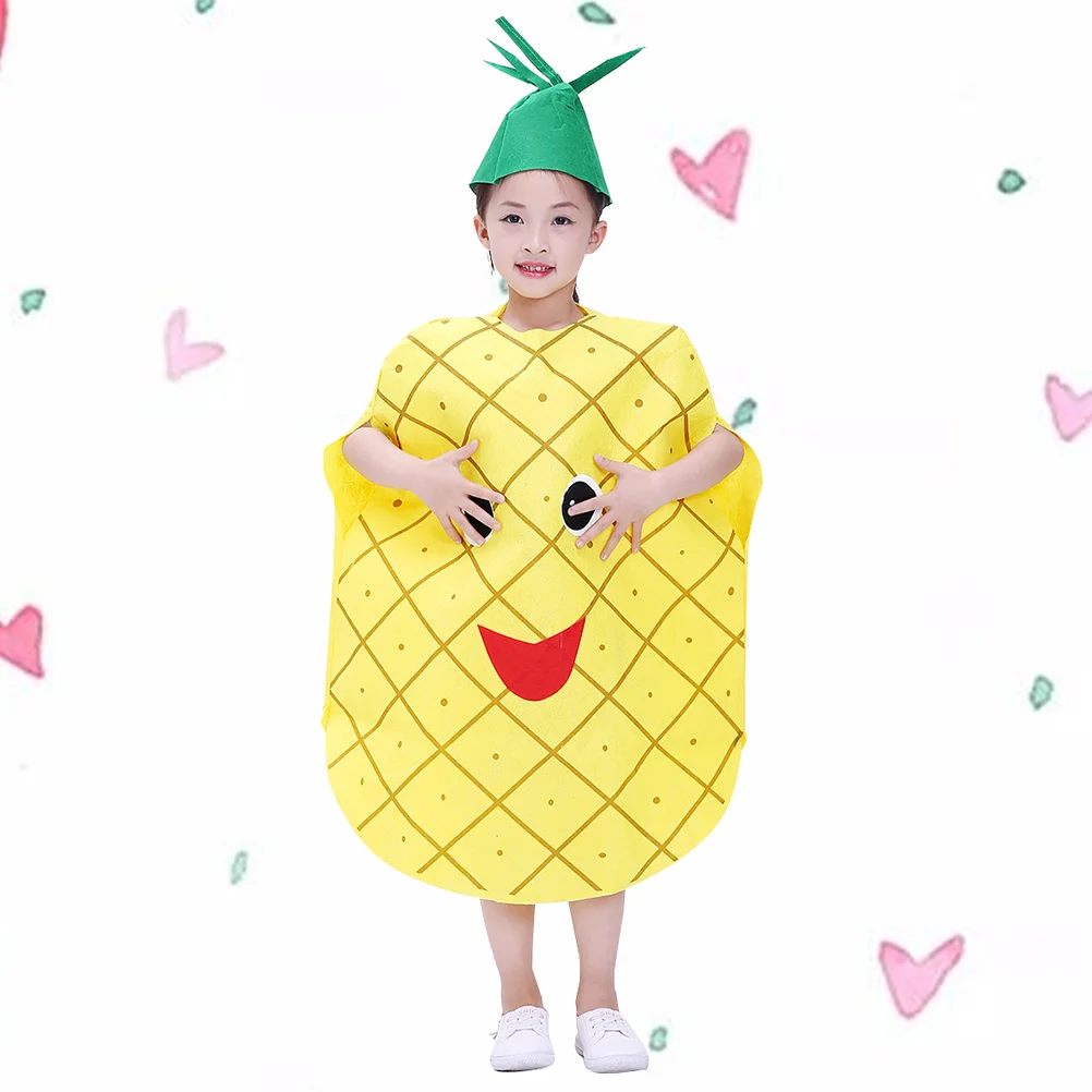 

1Pc Kids Fruit Vegetable Design Costume Halloween Pineapple Outfit Kiwi Pineapple Costume Creative Funny Fruit Cosplay