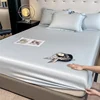 Fitted Sheet Pure Color Silk Bed Sheet Pure Natural Mulberry Silk Mattress Cover Elastic Band Fixed Silk Bedding 140x190Cm 6