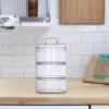 3 Layer Glass Food Jar Grain Container Glass Storage Container Airtight Glass Storage Jar 3 Tier Stacking Jars for Nuts Pantry 3