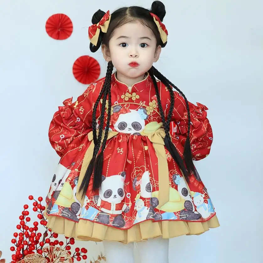 

Winter New Spanish Lolita Princess Ball Gown Cartoon Print Design Birthday Baptism Eid Party Girls Christmas Dresses A3357