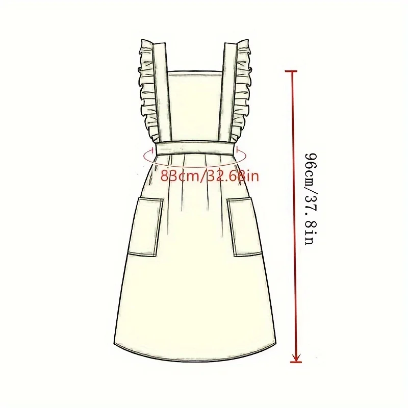 French Royal Retro Plus Size Apron 100% Cotton Baking Kitchen Ruffle Trim Workwear Adjustable for Coffee/Tea Barista Unisex