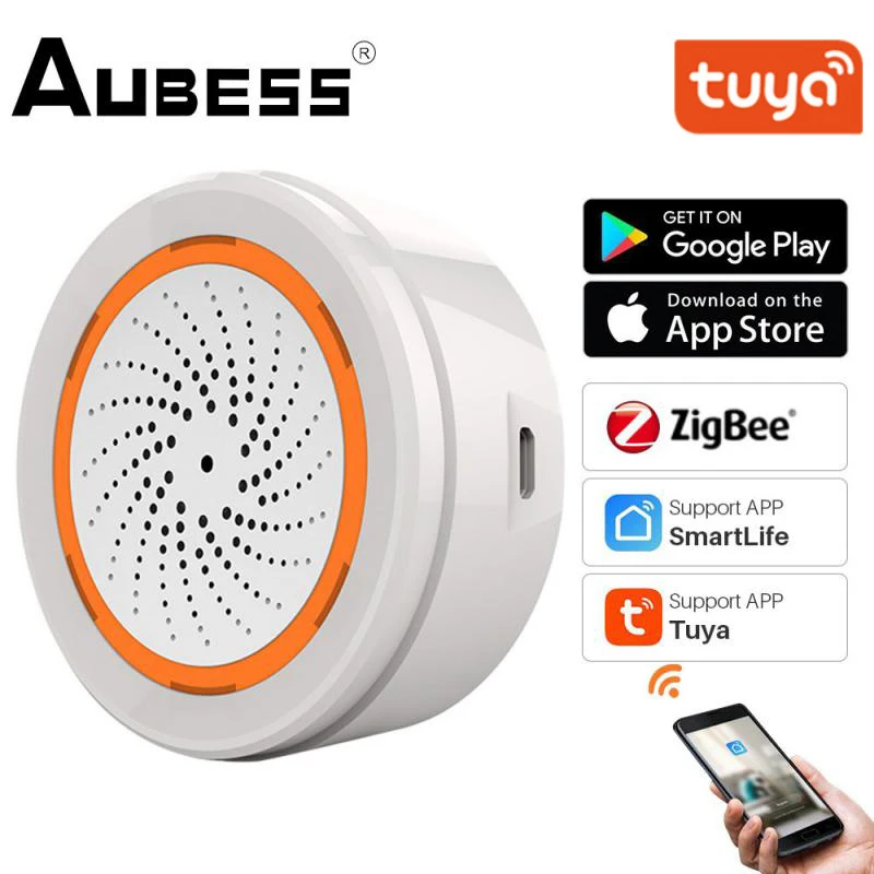Tuya Wireless Siren Alarm Sound Light Sensor Battery Built in 3 In 1
