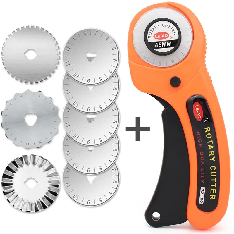Sutekus Rotary Cutter Set with 5 Blades 45mm Rotary Cutter Tool With Fabric  Cutter Wheel for Sewing Fabric Paper Leather Cutting