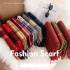 2025 Cross-border Imitation Cashmere Plaid Scarf Women's Winter High-end Fashion Simple Scarf Medium and Long Thermal Shawl