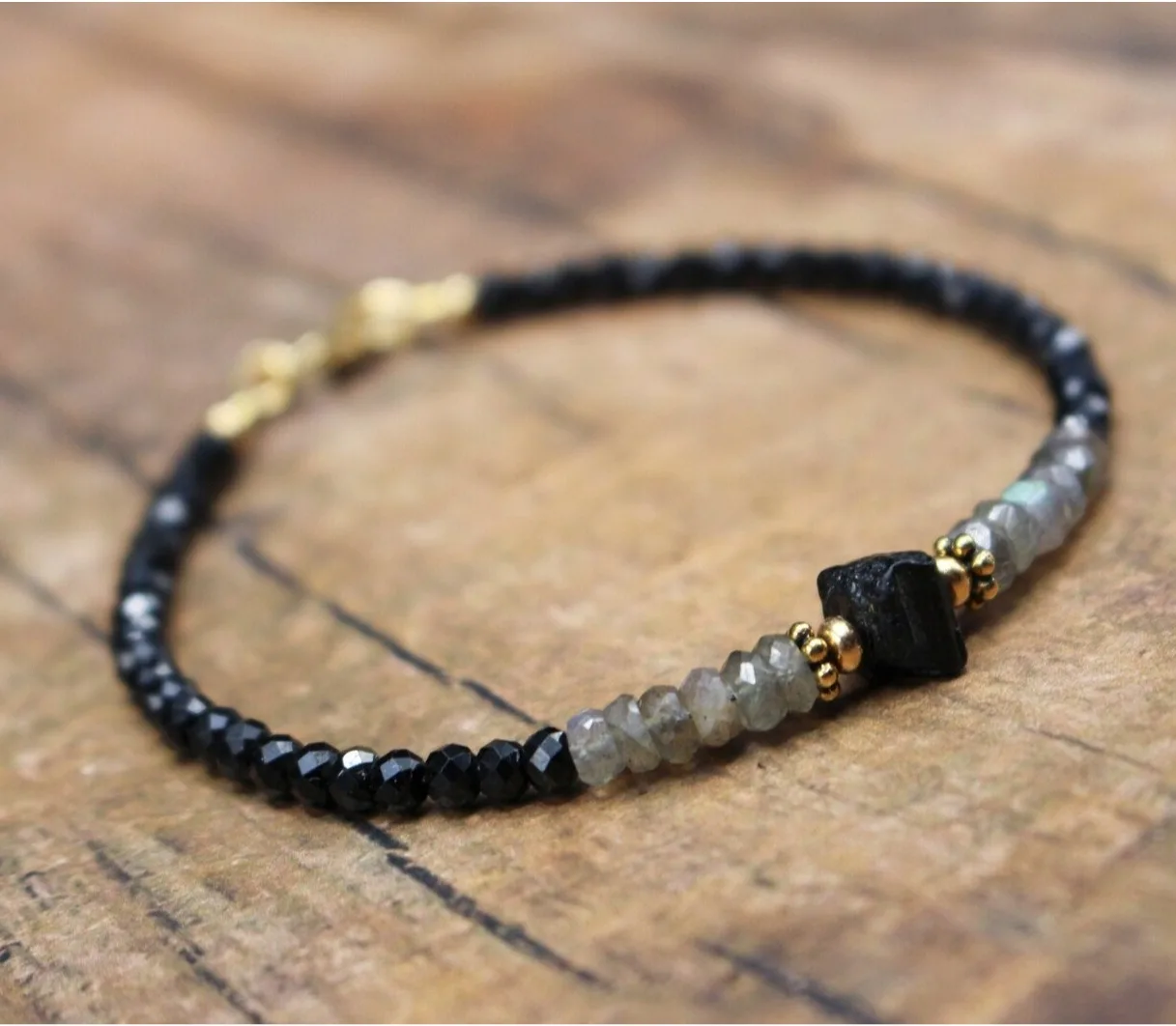 stone bead bracelet natural stone bracelet beaded bracelet crystal bracelet Black Crystal Tourmaline Bracelet Empath Protection Bracelet Women Dainty Black Tourmaline Jewelry