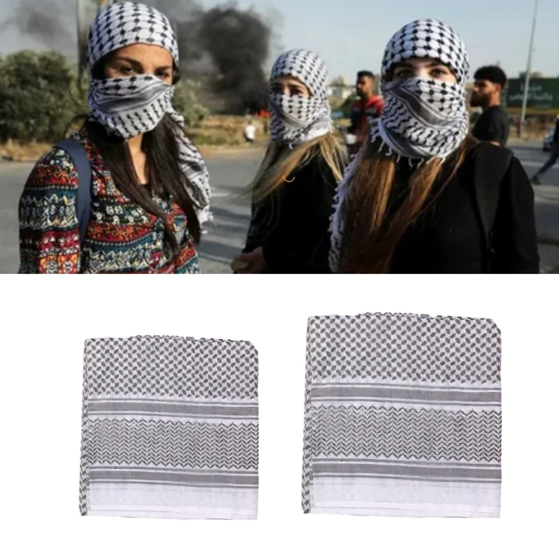 

Arab Adult Kids Shemagh Scarf Men Jacquard Keffiyeh Headscarf Adjustable Religious Scarf Outdoor Tactically Dustproof Shawl