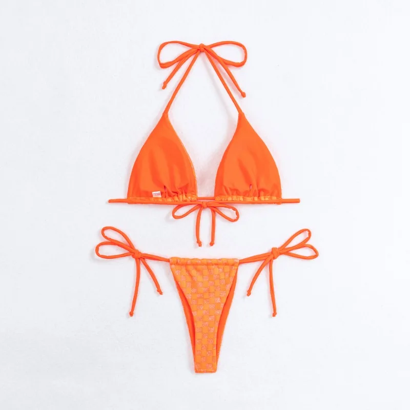 2024 Women String Velvet Triangle Bikini Bathing Suit,2 Piece Swimsuits Sexy Glitter Brazilian Thong Bikini