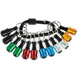 Compact Aluminum Alloy Drill Bit Keychain Holder - 12 - Piece Set (Color 12pc)