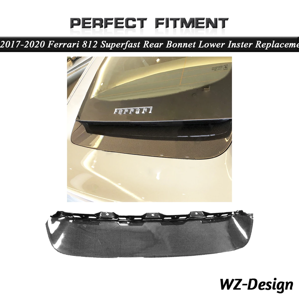 Автомобильные аксессуары, сухая задняя крышка из углеродного волокна 812, Сверхбыстрая замена, подходит для 2017-2020 Ferrari 812, Сверхбыстрая