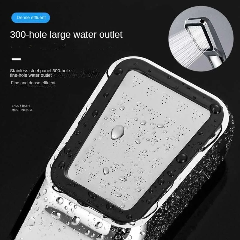 

Ultimate Shower Experience: 300 Hole Pressurized Square Handheld Shower Head - Unleash the Power of Water