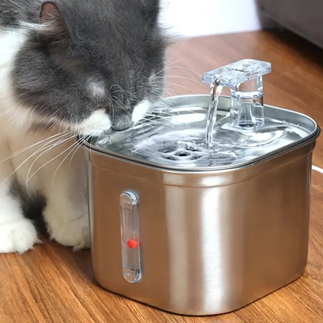 Automatic Cat Water Fountain Stainless Steel Cat Fountain With Filter Visual Water Level Pet Puppy Cats Drinking Water Dispenser Automatic Cat Water Fountain Stainless Steel Cat Fountain With Filter Visual Water Level Pet Puppy Cats Drinking Water Dispenser